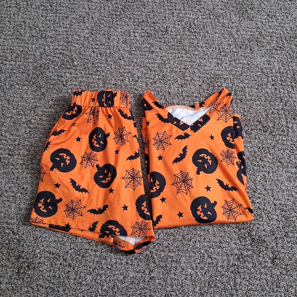 Halloween Pajama Set - Shirt and Shorts - Orange and Black - Picture 1 of 5